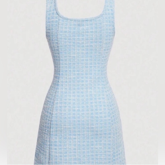 SHEIN - Light Blue Tweed Mini Dress - Picture 2 of 5